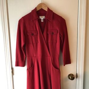 Talbots, red fall dress with pockets, 6P